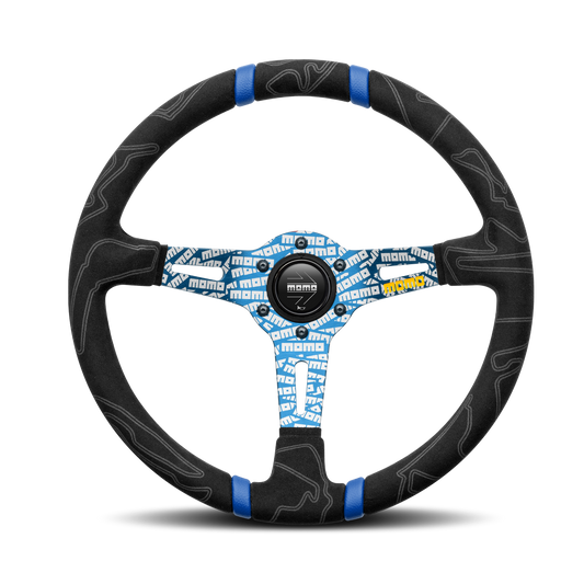 Momo Steering wheel (street) - ULTRA - BLACK ALCANTARA/BLUE INSERT Ø350mm
