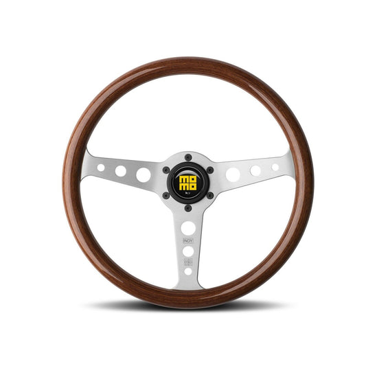 Momo Steering wheel (street) - INDY HERITAGE - MAHOGANY WOOD/SILVER SPOKE Ø350mm