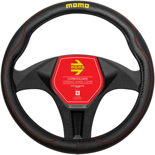 Momo Steering Wheel Cover - COMFORT - BLACK/RED PU - SIZE M