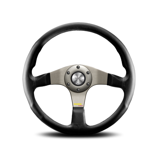 Momo Steering wheel (street) - TUNER - SILVER/BLACK LEATHER Ø350mm