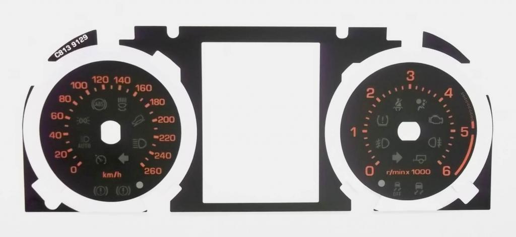 Lockwood Range Rover Evoque Diesel KMH BLACK (Red #) Dial Conversion Kit C813