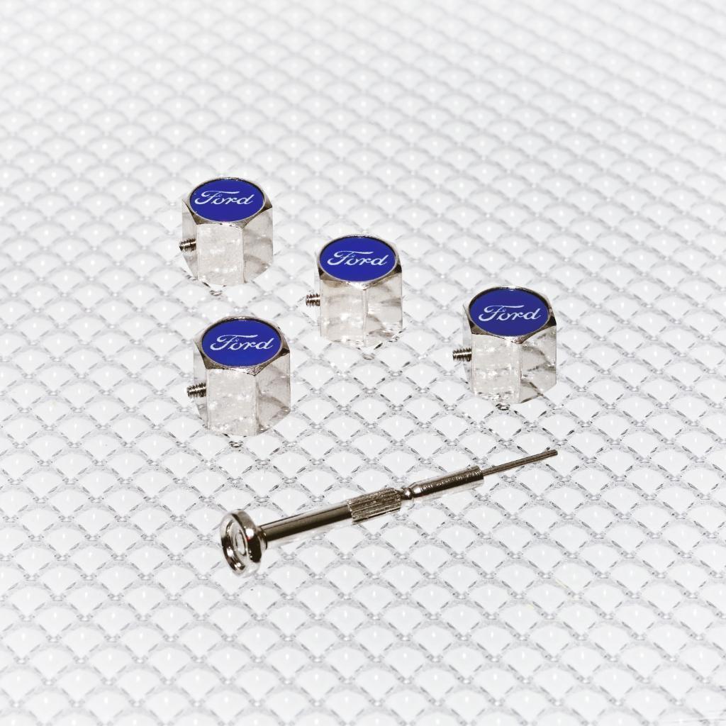 Richbrook 'Official Licensed' Ford Logo Anti-Theft Car Wheel/Tyre Valve Caps