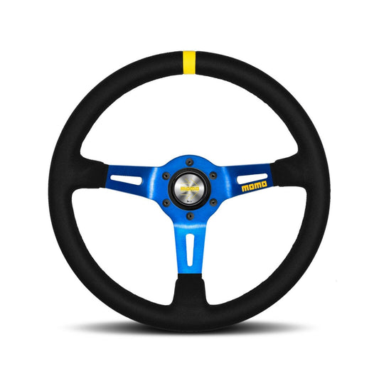 Momo Steering wheel (track) - MOD. 08 - BLUE SPOKE/BLACK LEATHER Ø350mm