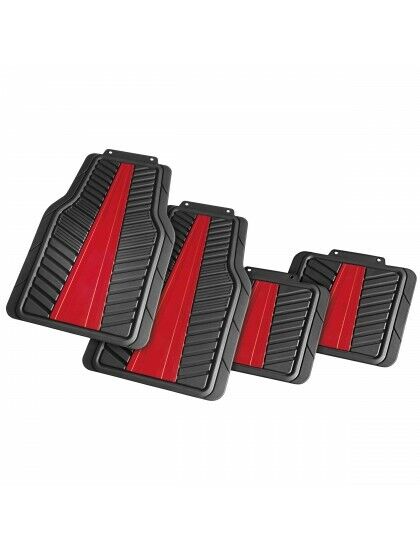 'Cut to size' Set of PVC car floor mats with Red detailing