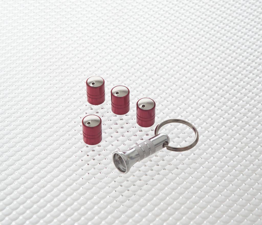 Richbrook Spinning Anti-Theft Anodised Alloy Car Wheel/Tyre Caps (4) RED