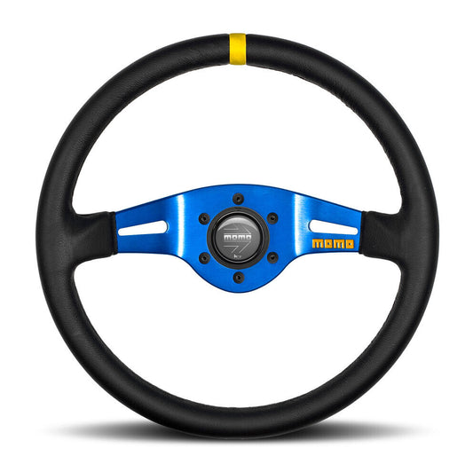 Momo Steering wheel (track) - MOD. 03 - BLUE SPOKE/BLACK LEATHER Ø350mm
