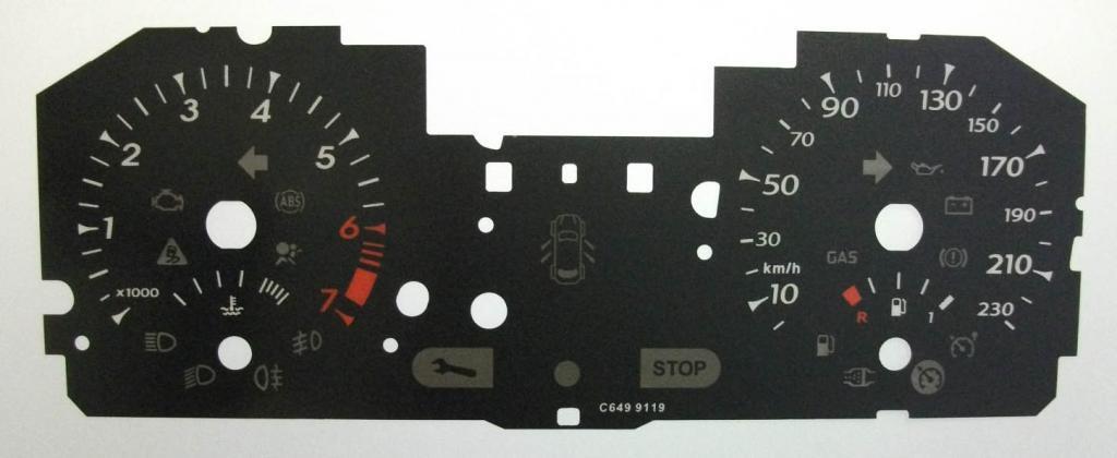 Lockwood Renault Clio 2010 KMH BLACK Dial Conversion Kit C649