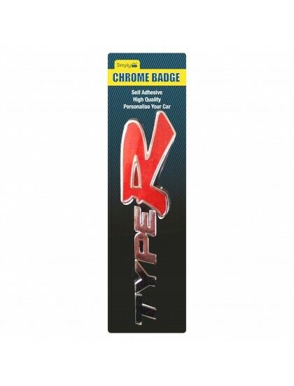 Self Adhesive Chrome & Red 'Type R' Badge