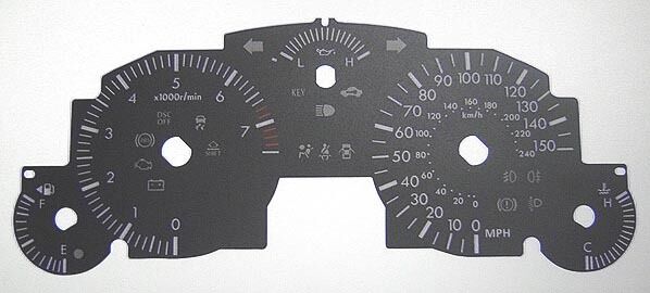 Lockwood Mazda MX5 Mk3 2005- 150MPH KMH to MPH BLACK Dial Conversion Kit C122