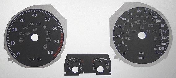 Lockwood VW Golf Mk5 Petrol 160MPH w/Bonnet Icon BLACK Dial Conversion Kit C068