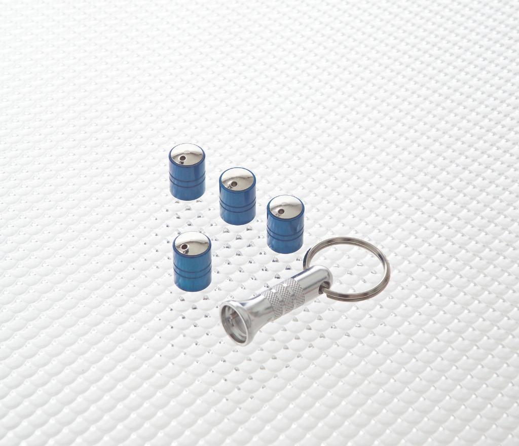 Richbrook Spinning Anti-Theft Anodised Alloy Car Wheel/Tyre Caps (4) BLUE