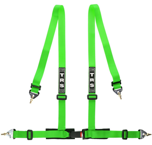 2 x TRS Clubman 4 Point Harness GREEN (Snap Hook) - Road Legal ECE Approved