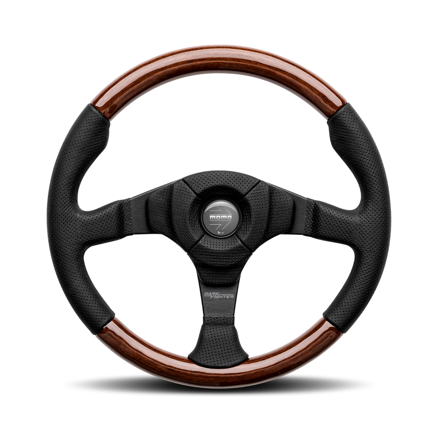 Momo Steering wheel (street) - DARK FIGHTER - BLACK LEATHER/ WOOD Ø350mm