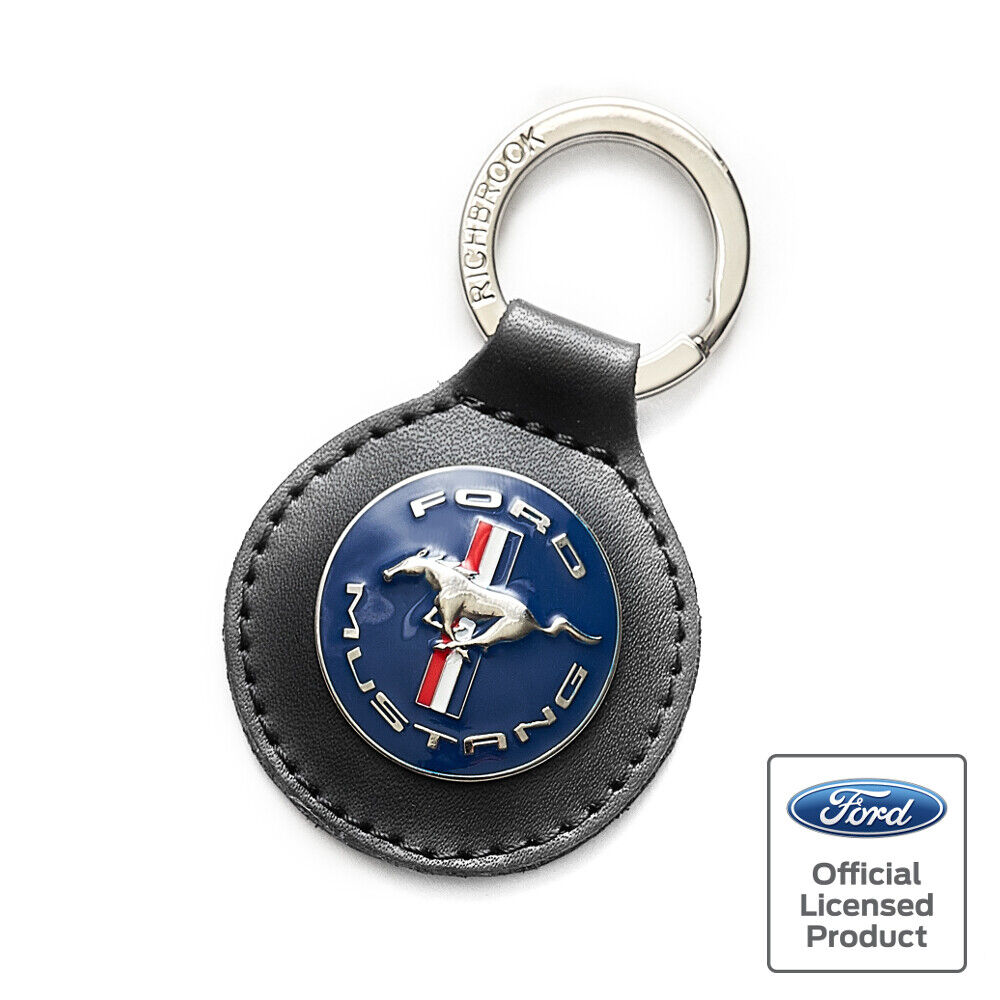 Richbrook Official Licensed Ford Mustang Black Leather Keyring