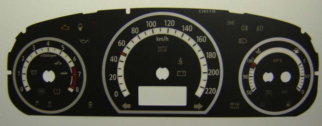 Lockwood Kia Cee'd Petrol KMH 0-220KMH/0-8000RPM BLACK Dial Conversion Kit C383