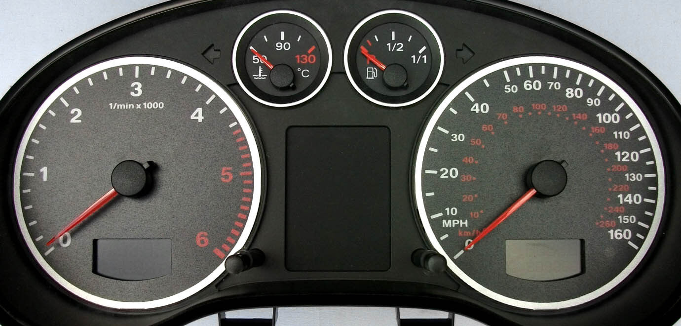 Lockwood Audi A3 Diesel 260KMH w/Distance Icon BLACK Dial Conversion Kit C429B