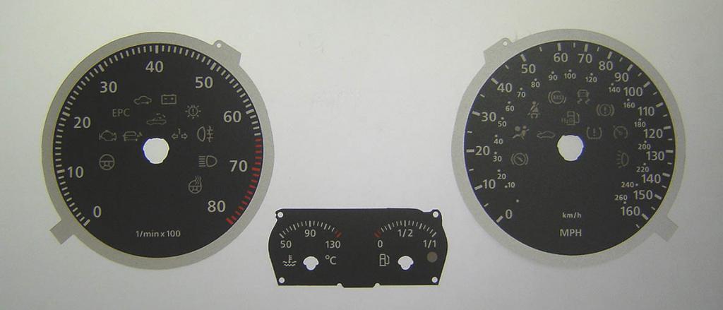 Lockwood VW Golf Mk5 Petrol 160MPH/8000RPM BLACK Dial Conversion Kit C117