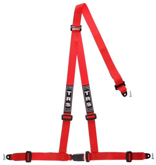 TRS Bolt-In Budget 3 Point Harness RED - Road Legal ECE Approved (Saloon)