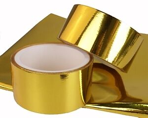 TRS Gold Reflective Heat Protection Tape 50mm x 4.5M Roll (2" Inch x 15' FT)