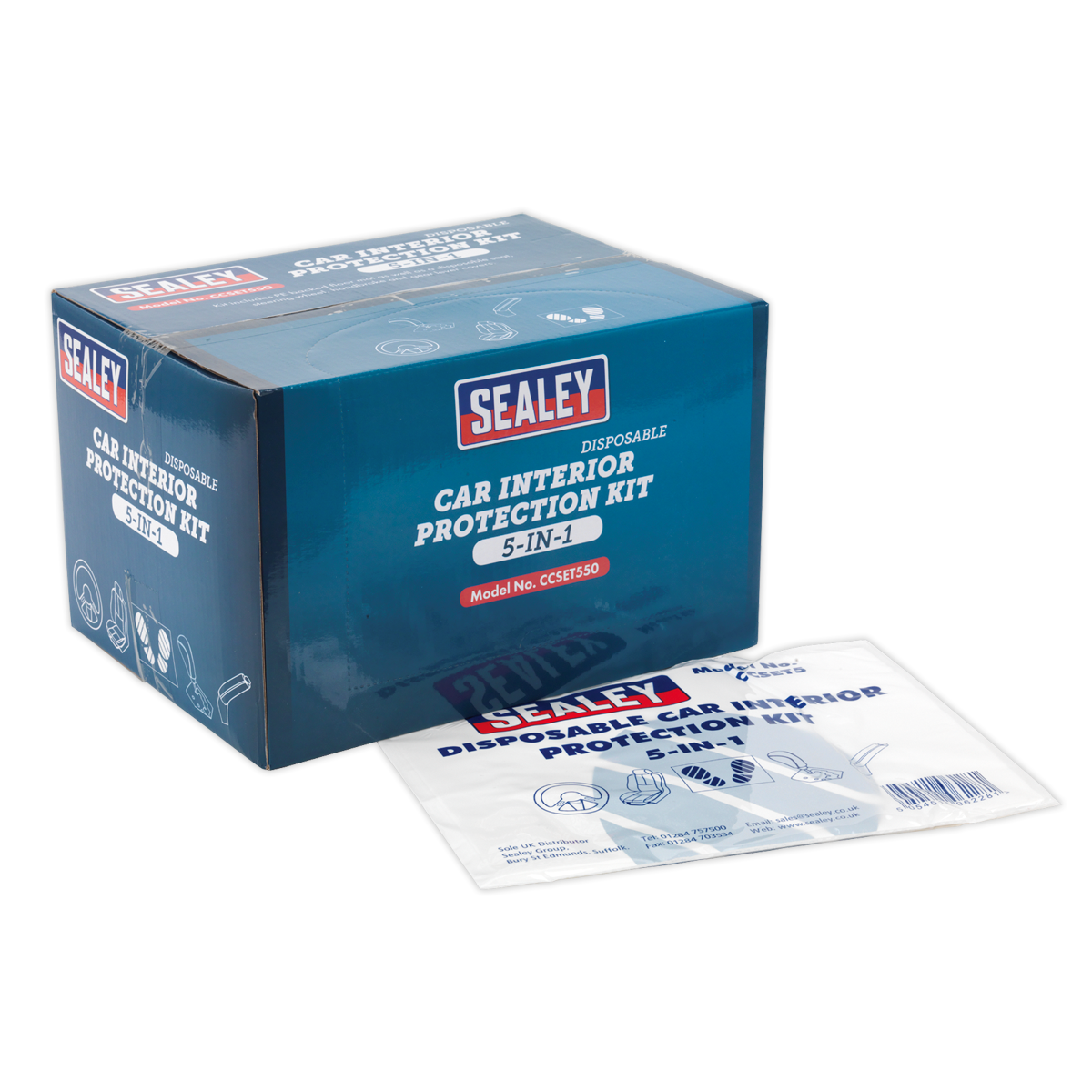 5in1 Disposable Car Interior Protection Kit -Box of 50 (Genuine Sealey ccset550)