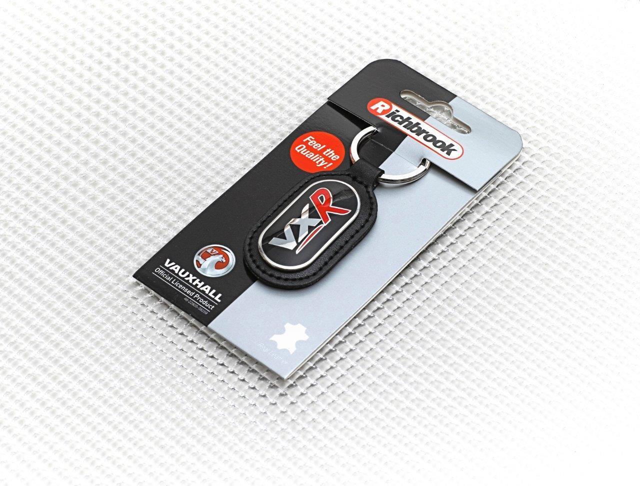 Richbrook 'Licensed' Vauxhall VXR Logo Keyring with BLACK Leather Key Fob