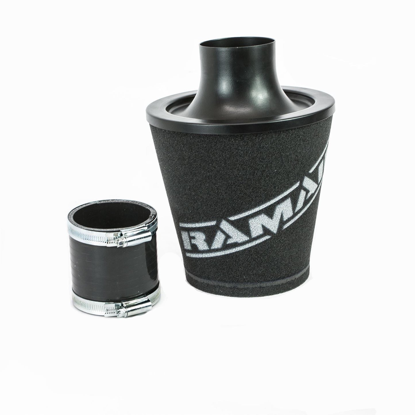 Ramair Medium Foam Filter Aluminium Base 80mm OD Black with Silicone Coupler