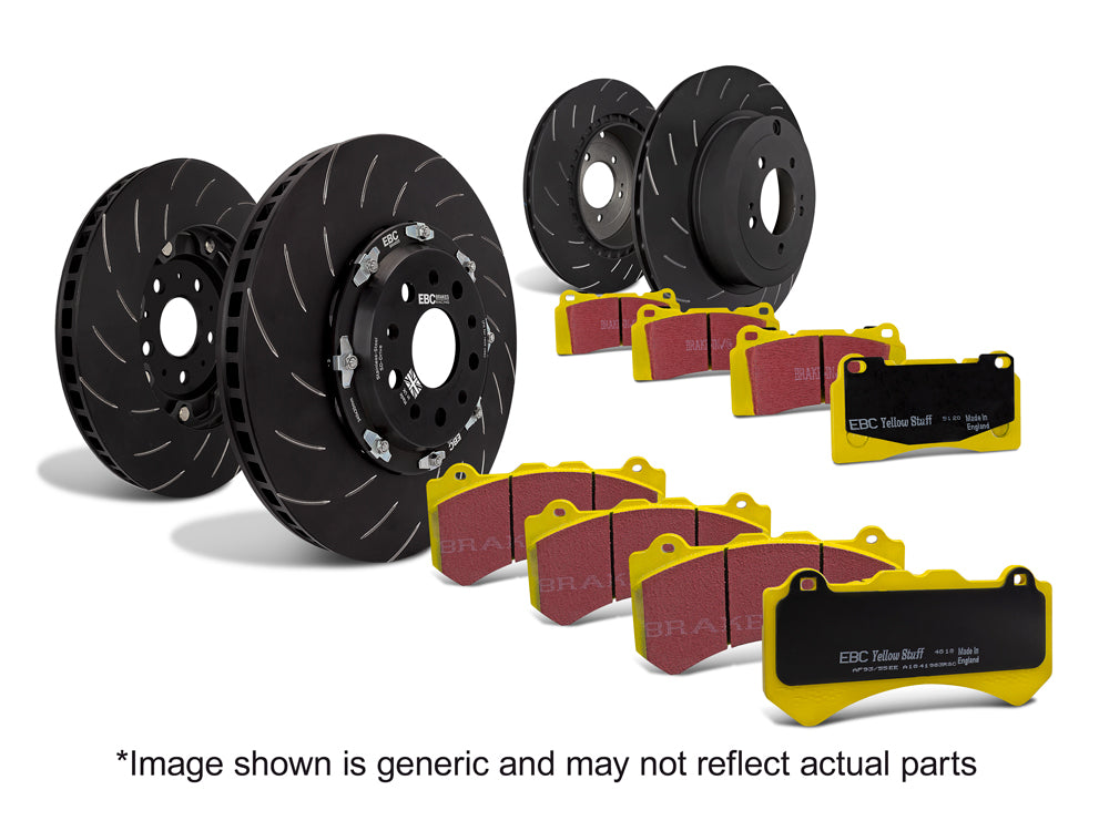 EBC Pad & 2pc Disc Kit FULL VEHICLE 2pc disc kit & swept groove rear (P2DK030Y)