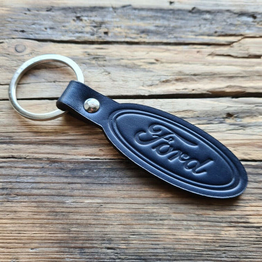 Richbrook Official Licensed BLUE Embossed Leather Keyring - Ford