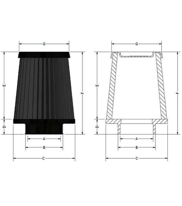 ITG JC60RN/76P (Universal Pleated Cotton Gauze Conical Filter - Rubber Neck)
