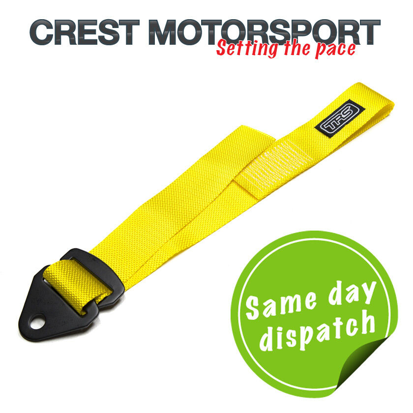 TRS Adjustable Tow Eye Strap/Loop YELLOW (MSA Compliant) Race/Rally/Competition