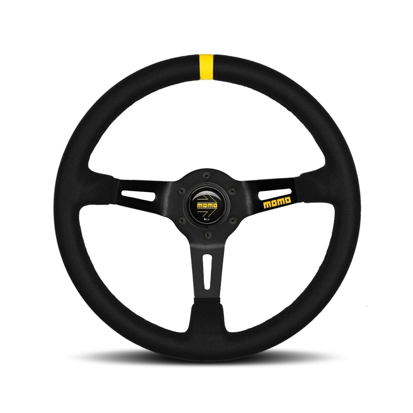 Momo Steering wheel (track) - MOD. 08 - BLACK SPOKE/BLACK SUEDE Ø350mm
