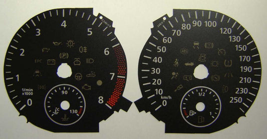 Lockwood VW Golf Mk6 250KMH (No MPH) BLACK Dial Conversion Kit C340