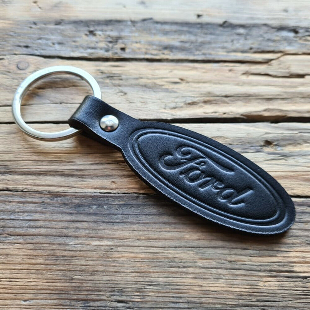 Richbrook Official Licensed BLACK Embossed Leather Keyring - Ford