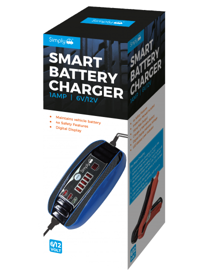 Car Battery Smart Charger - LED - 1AMP 6V/12V, 18W Max Input