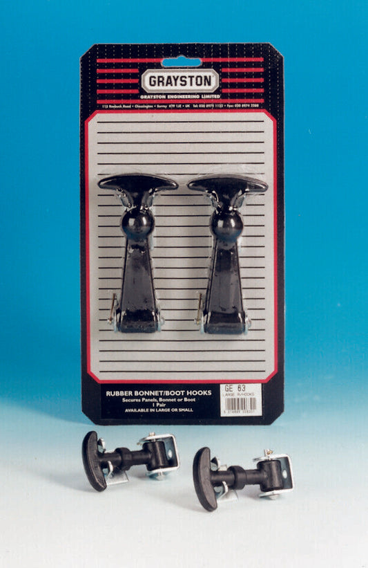 Pair Rubber Bonnet Hooks- Large