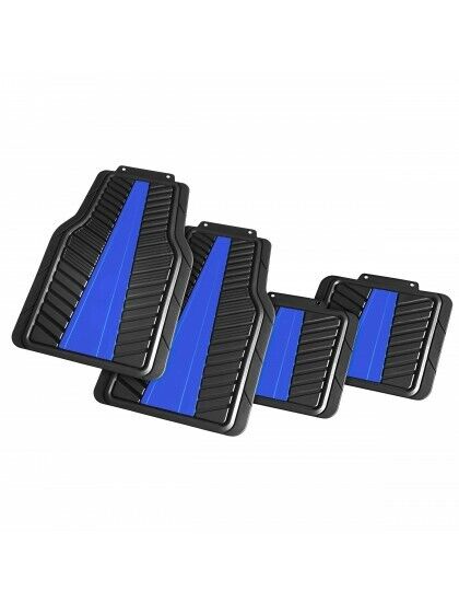 'Cut to size' Set of PVC car floor mats with Blue detailing