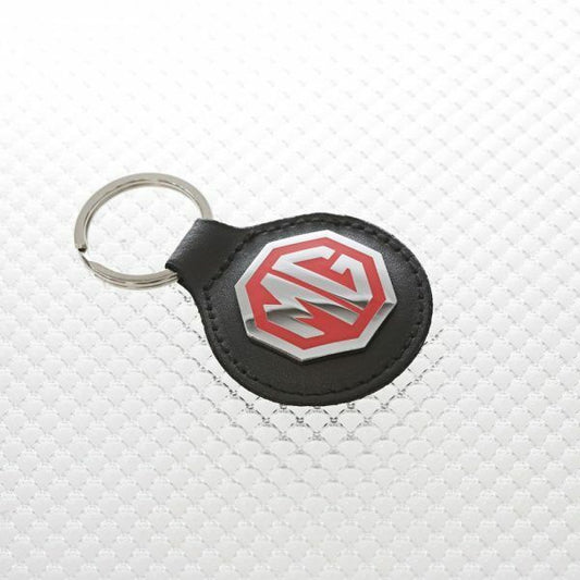 Richbrook 'Official Licensed' MG Logo Keyring with BLACK Leather Key Fob