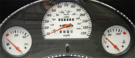 Lockwood Vauxhall Corsa B 10-130MPH no Rev Counter w/Rest pegs YELLOW Dial Kit