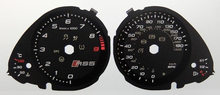 Lockwood Audi RS5 MPH BLACK Dial Conversion Kit C1151