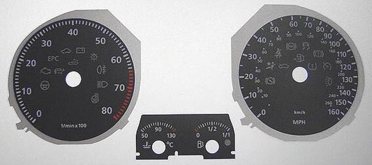 Lockwood VW Golf Mk5 Petrol 160MPH w/Bonnet Icon BLACK Dial Conversion Kit C068