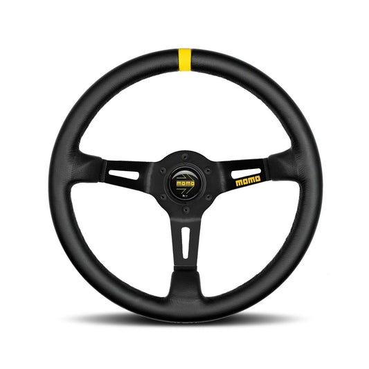 Momo Steering wheel (track) - MOD. 08 - BLACK SPOKE/BLACK LEATHER Ø350mm