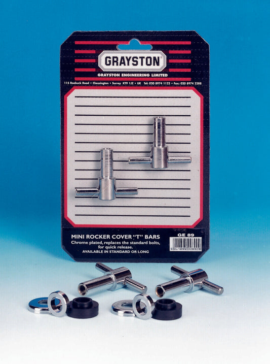 Pair Mini Rocker Cover 'T' Bars - Chrome Plated