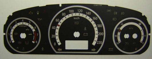 Lockwood Kia Cee'd Petrol KMH 0-220KMH/0-8000RPM BLACK Dial Conversion Kit C383