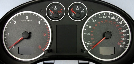 Lockwood Audi A3 Diesel 260KMH w/Distance Icon BLACK Dial Conversion Kit C429B
