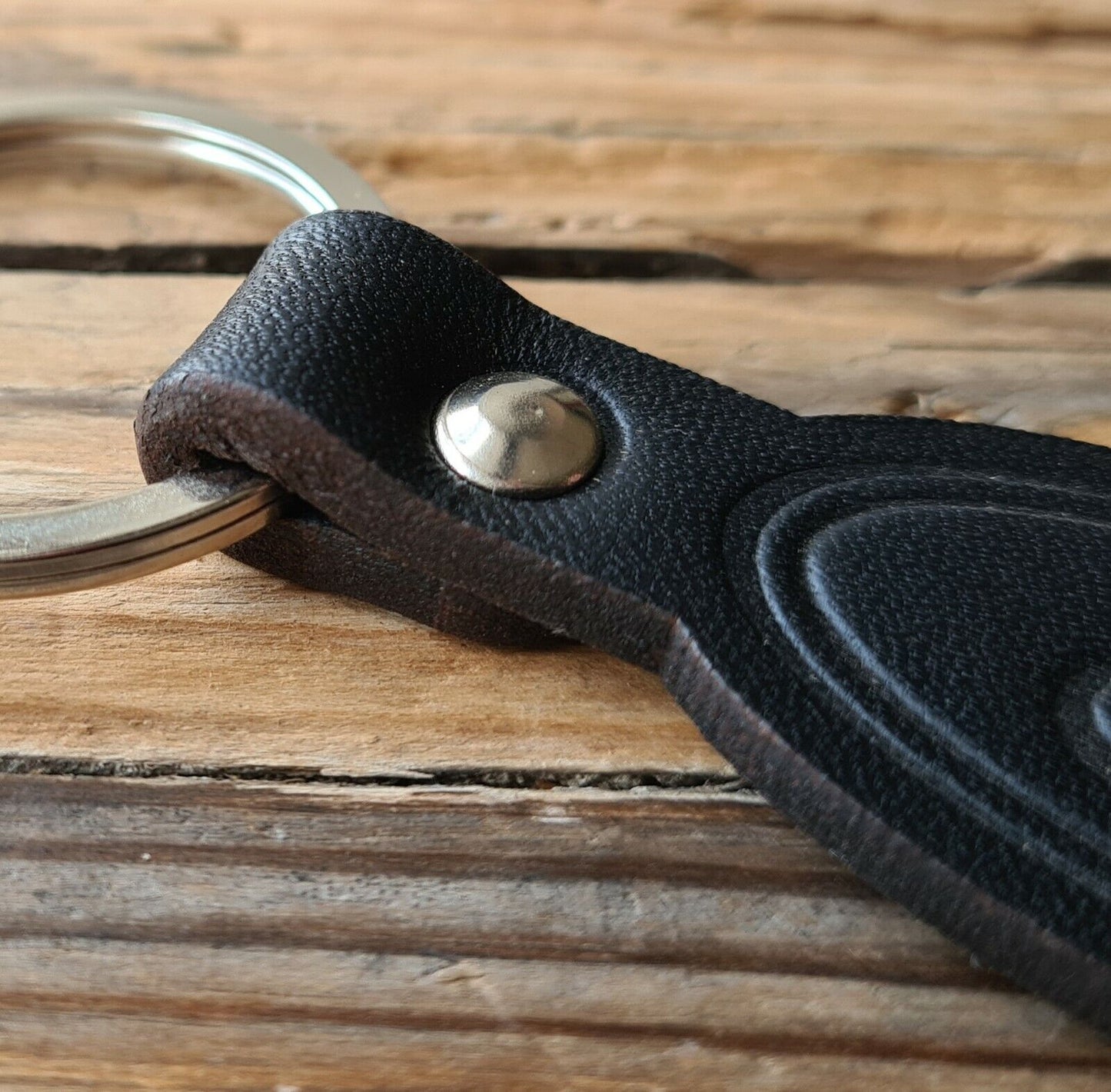 Richbrook Official Licensed BLACK Embossed Leather Keyring - Ford ST Line