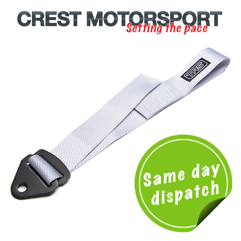 TRS Adjustable Tow Eye Strap/Loop SILVER (MSA Compliant) Race/Rally/Competition