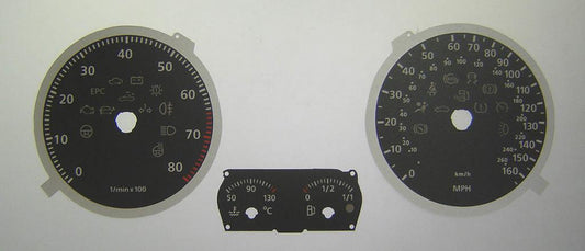 Lockwood VW Golf Mk5 Petrol 160MPH/8000RPM BLACK Dial Conversion Kit C117