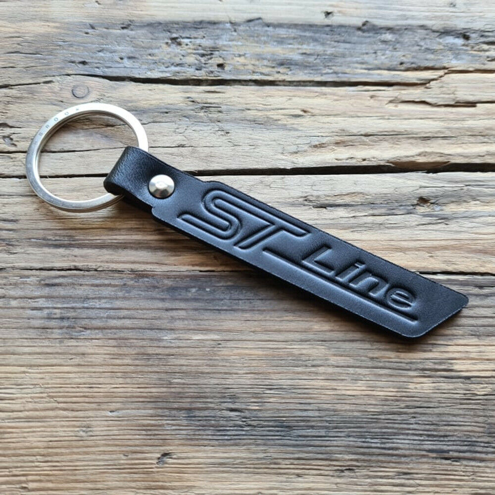 Richbrook Official Licensed BLACK Embossed Leather Keyring - Ford ST Line