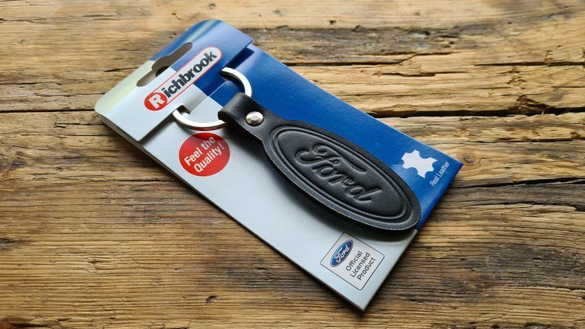 Richbrook Official Licensed BLACK Embossed Leather Keyring - Ford