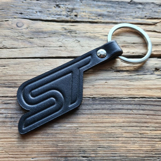 Richbrook Official Licensed BLACK Embossed Leather Keyring - Ford ST